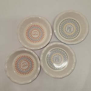 Ceramic Pie Dish Set of 4 – “Easy as Pie” & “Happiness is Homemade” – Farmhouse